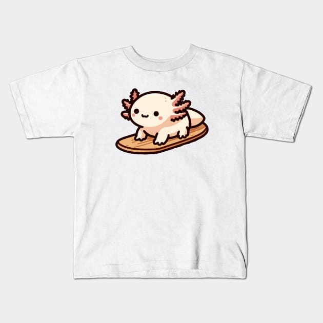 axolotl funny sandboarding Kids T-Shirt by fikriamrullah